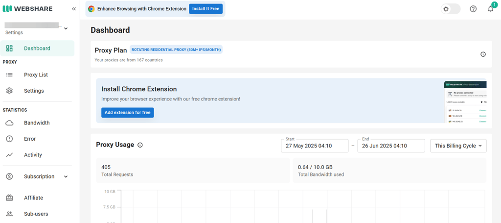 Webshare app interface