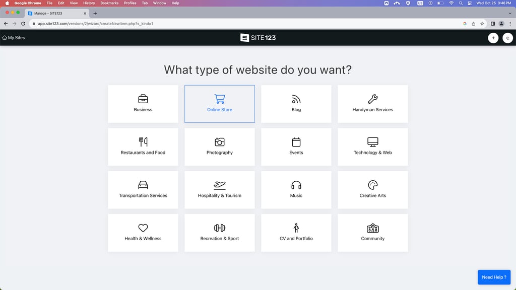 SITE123 AI web creator