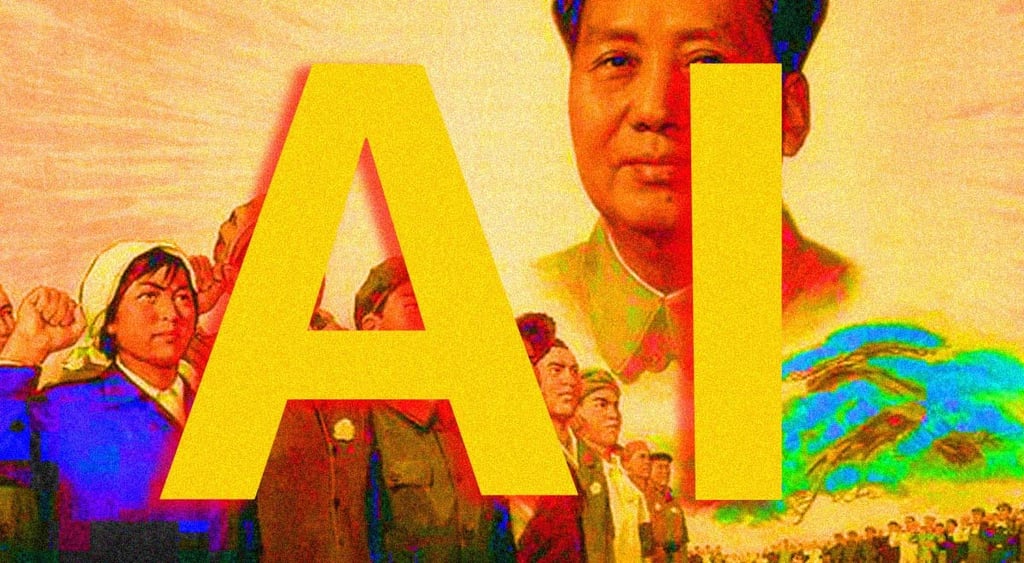 The letters "AI" amid a Chinese backdrop.