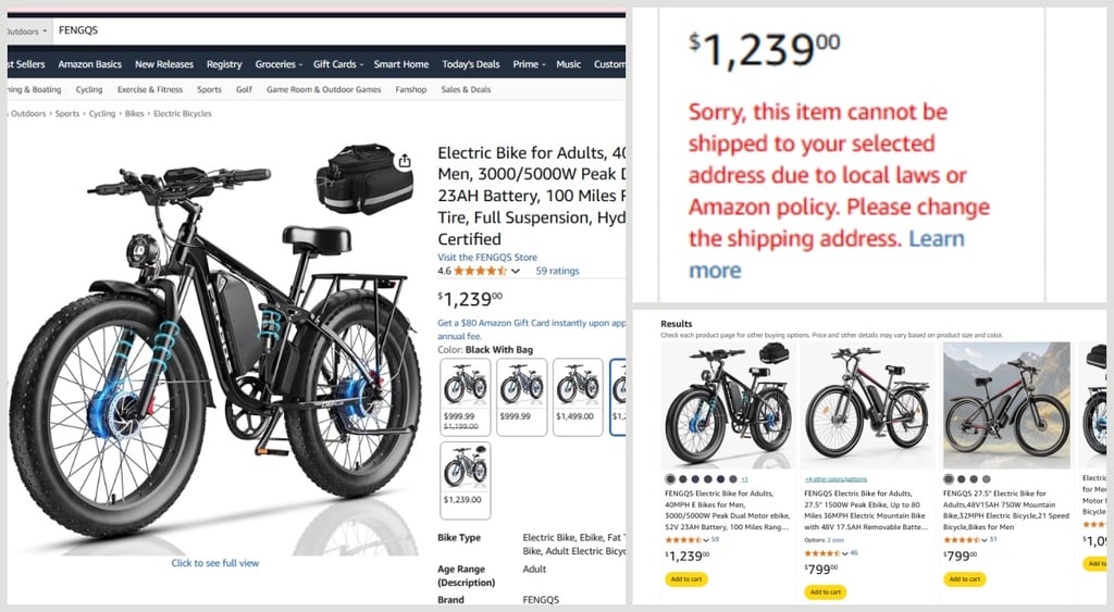 FENGQS E-bikes sold on Amazon