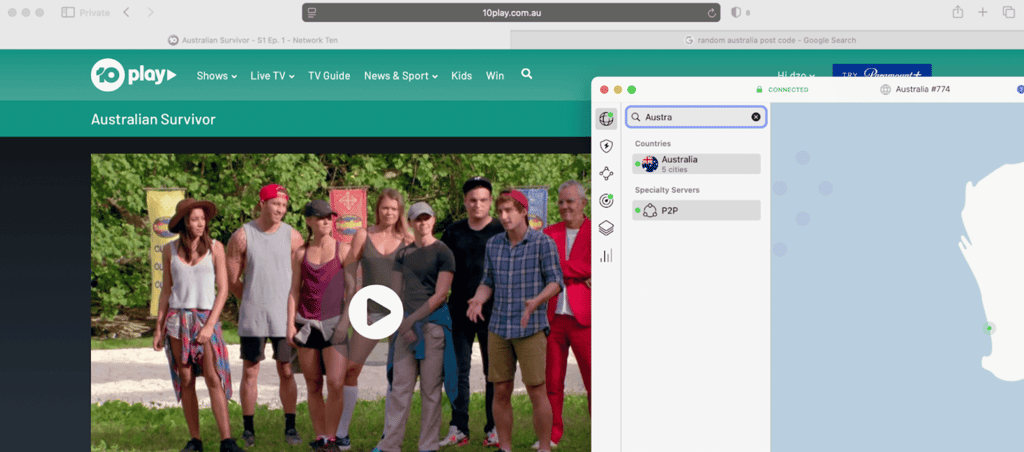 Watching Australia v The World with NordVPN