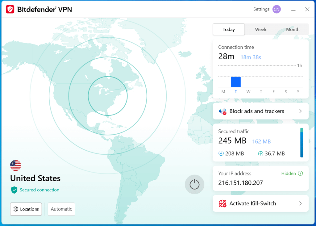 Bitdefender VPN Windows app