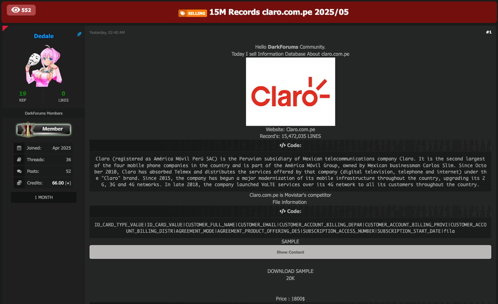 Claro data breach