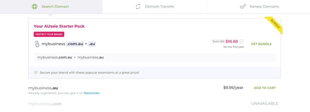 crazydomains australia local domain selection