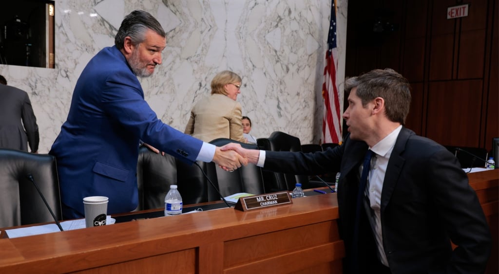 US Senator Ted Cruz and Sam Altman on Capitol Hill