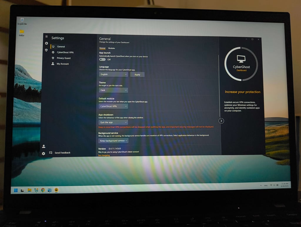 CyberGhost settings