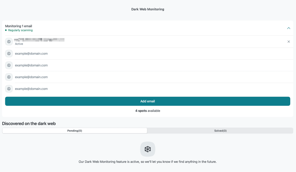 Dashlane darkweb monitoring