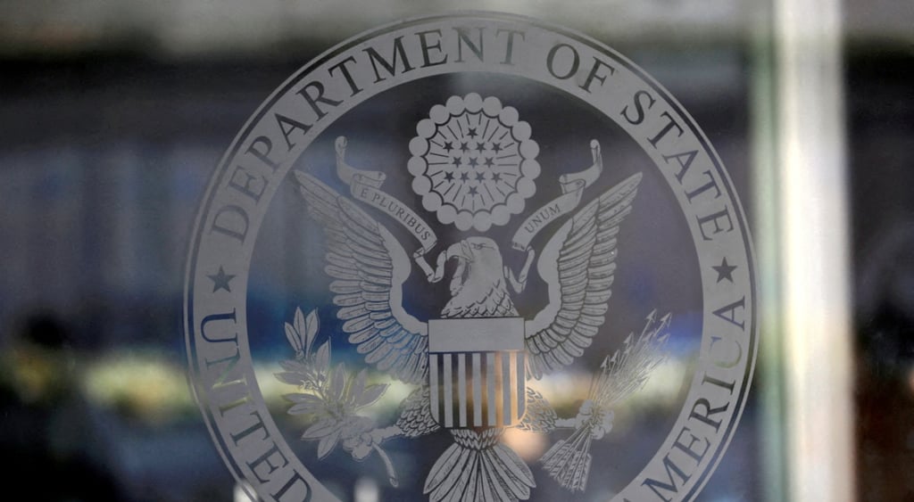 department of state round see-through logo with eagle in the centre