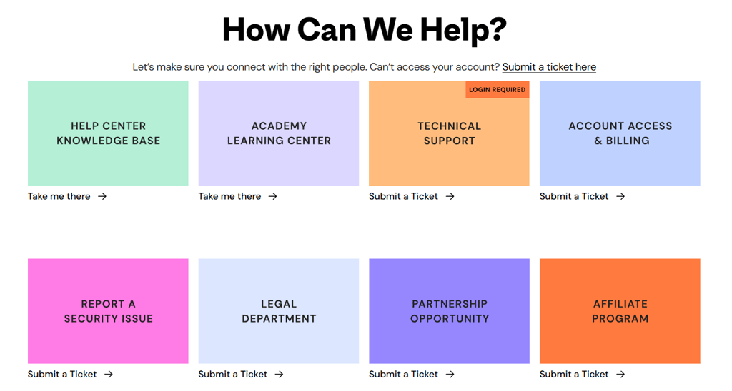 Elementor’s ticketing system