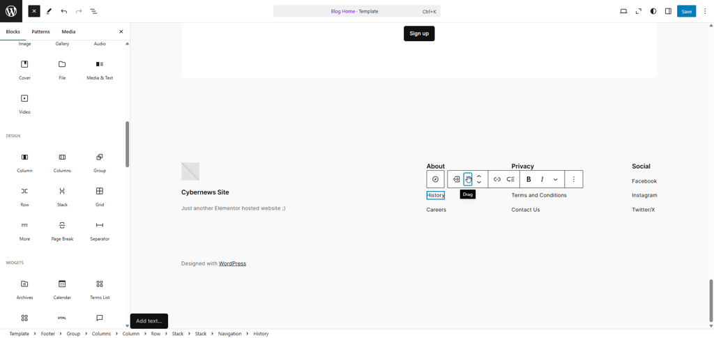 Elementor’s drag-and-drop editor