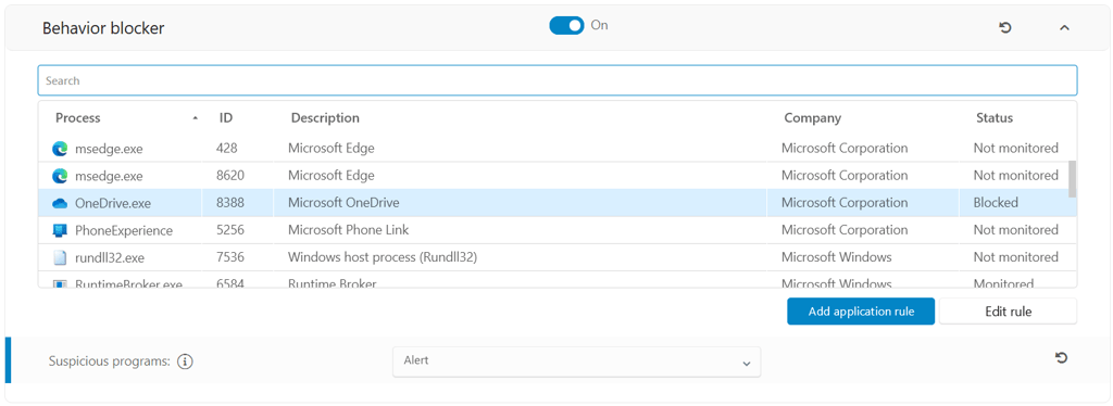 Emsisoft’s Behaviour Blocker feature