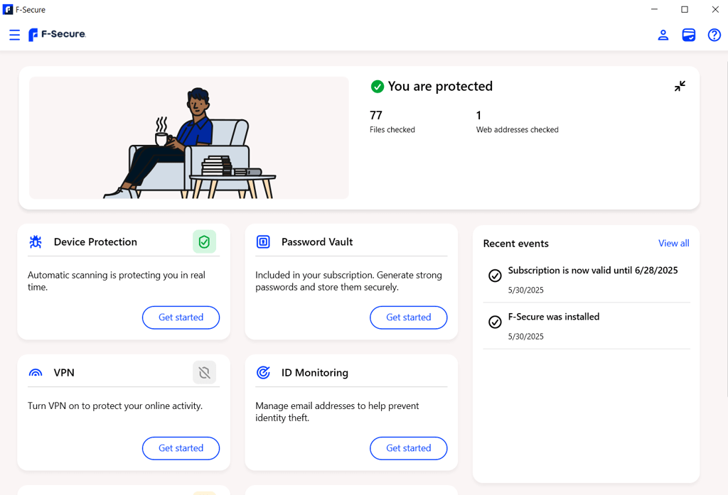 F-Secure main interface