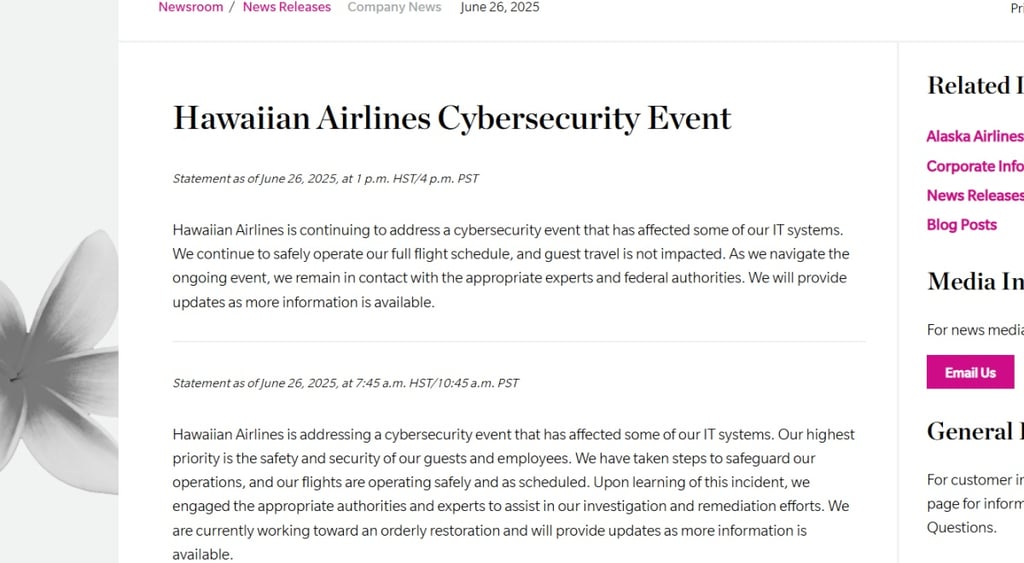 Hawaiian Airlines cyber incident