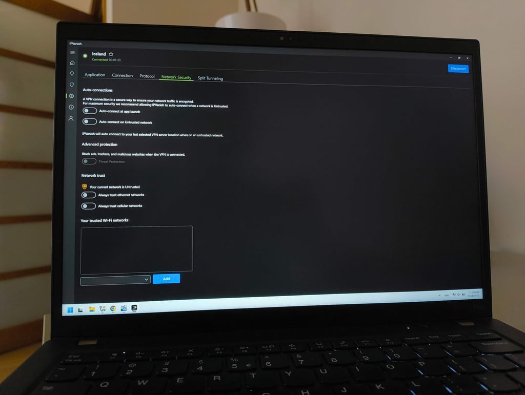 IPVanish settings tab