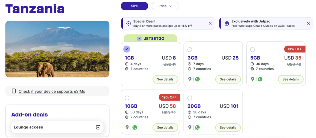 jetpac tanzania plans