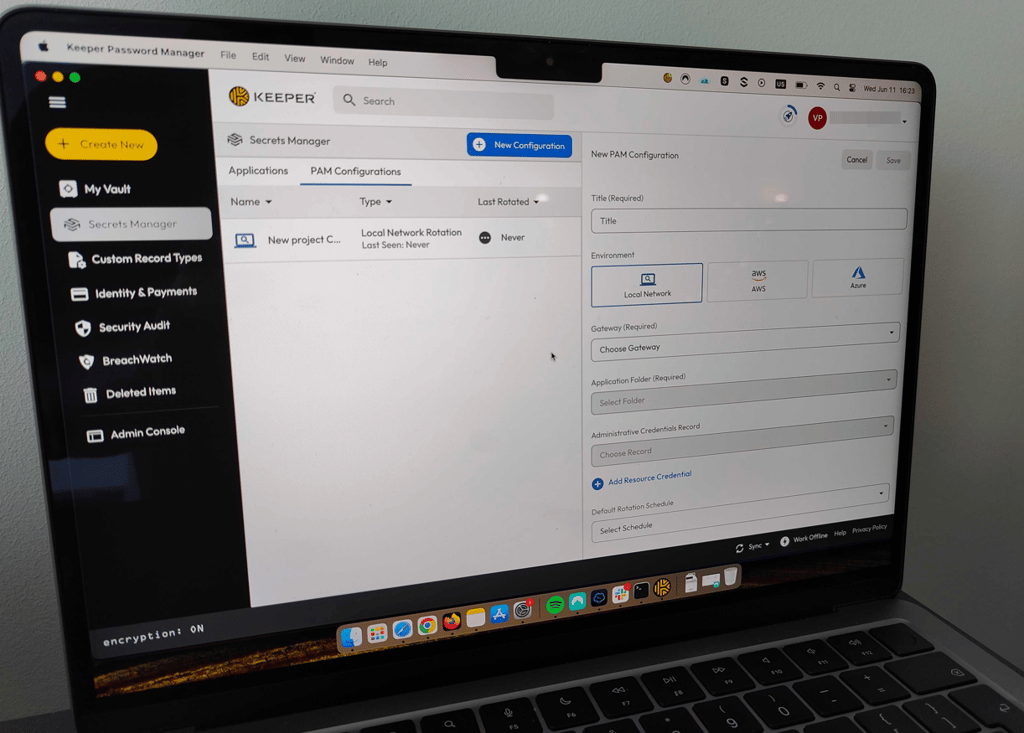 Keeper interface on Mac