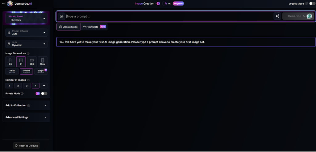 Leonardo AI prompt screen