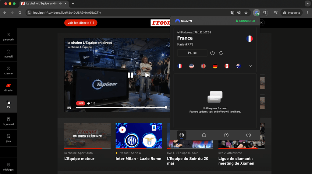 lequipe with nordvpn