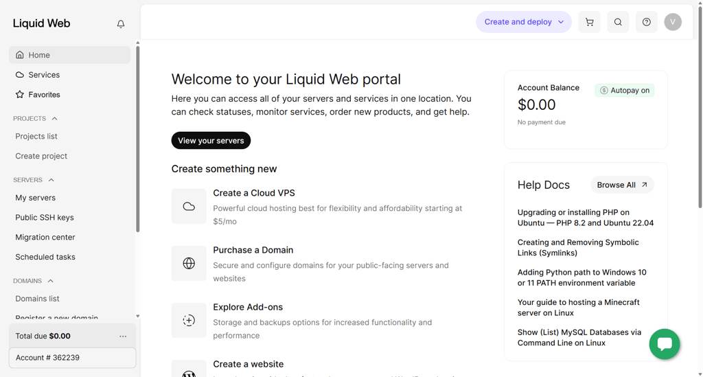 Liquid Web home page
