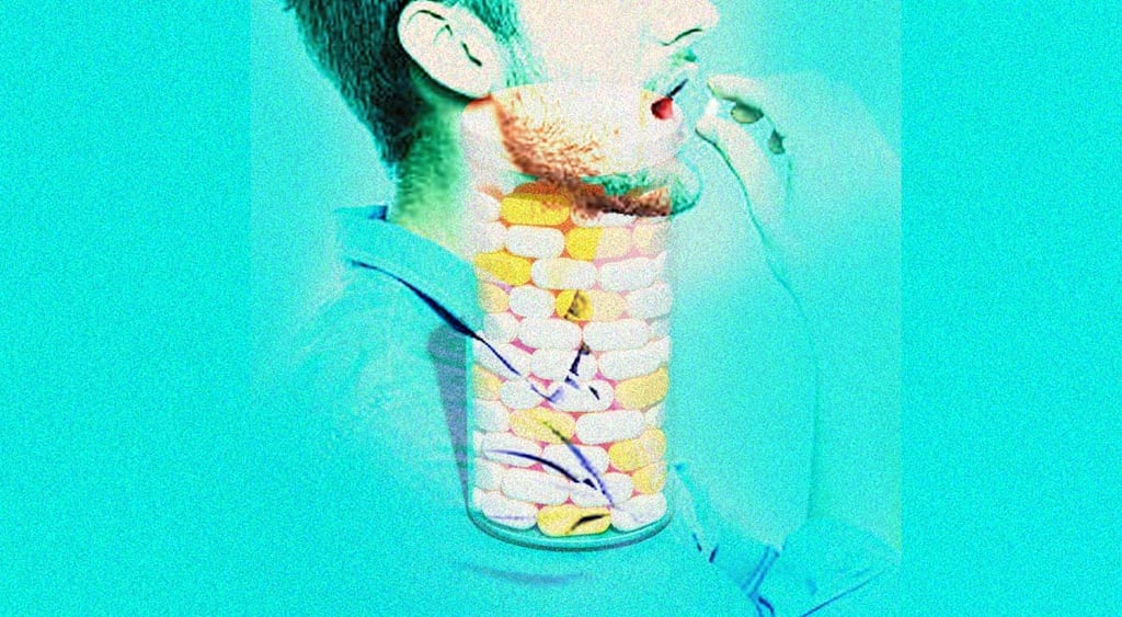 Man popping pills