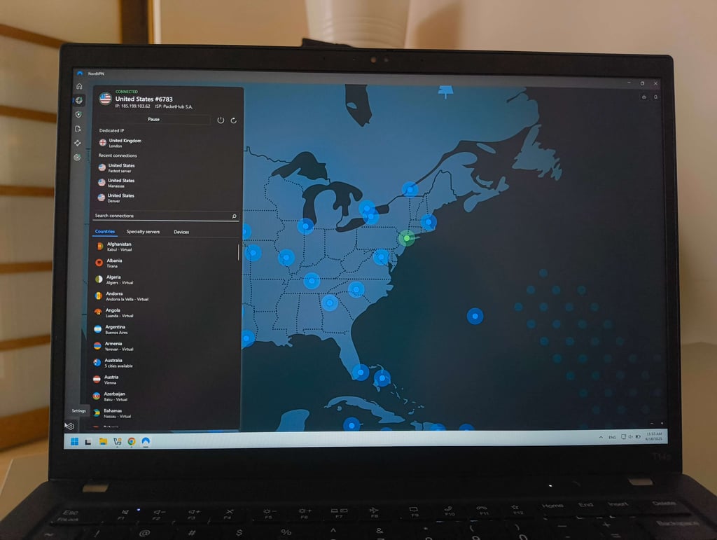 NordVPN interface on Windows