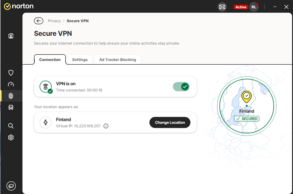 Norton’s included Secure VPN feature