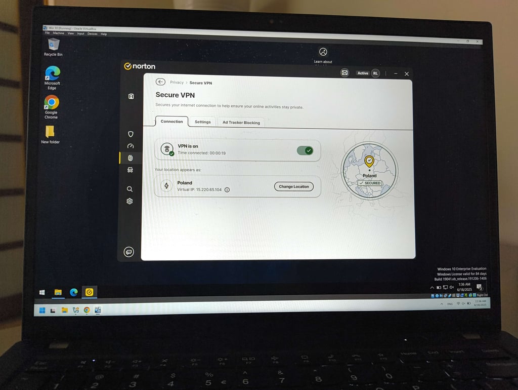 Norton VPN interface on Windows