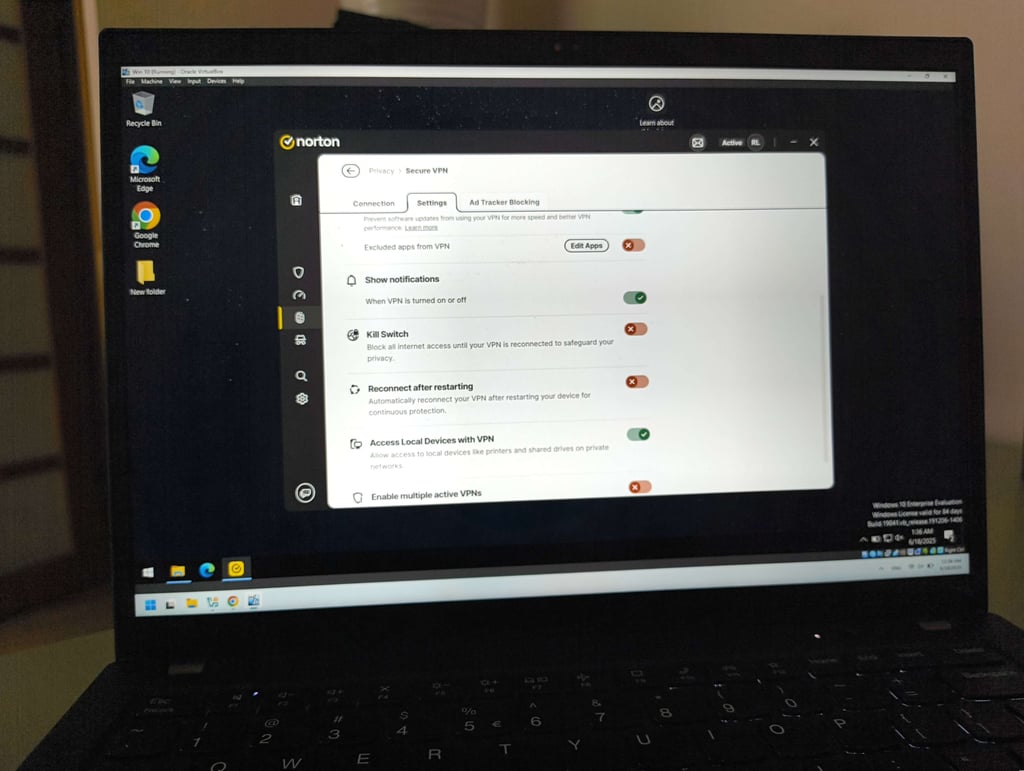Norton VPN settings