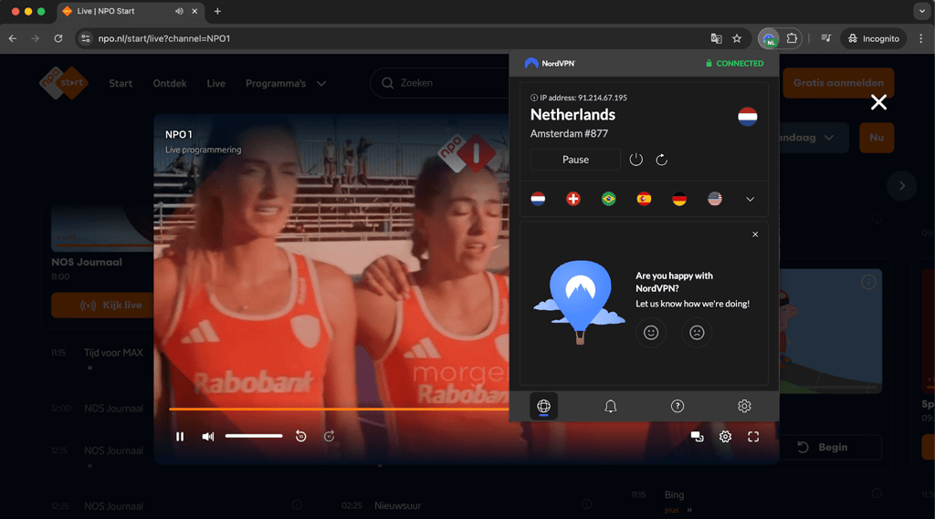 npo start with nordvpn