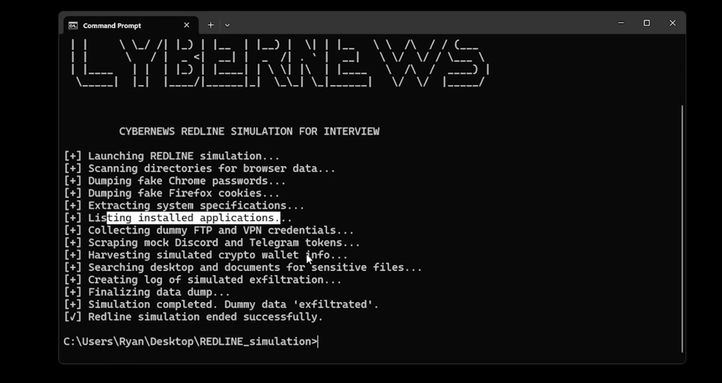 RedLine information stealer simulation