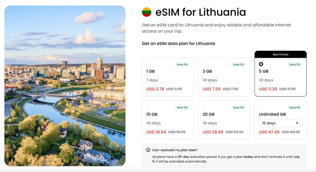 Saily plans for Lithuania