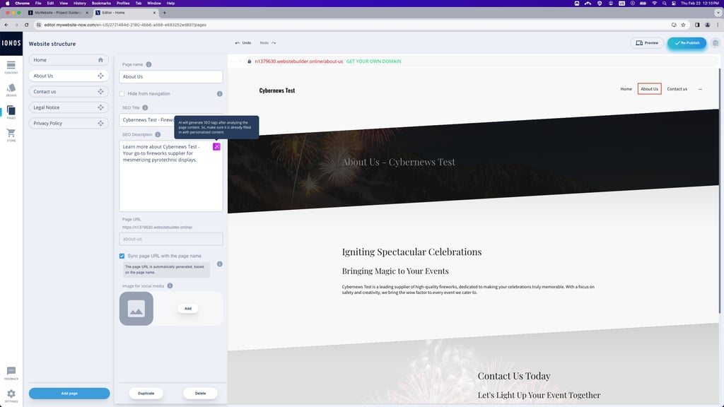 IONOS AI SEO text generator