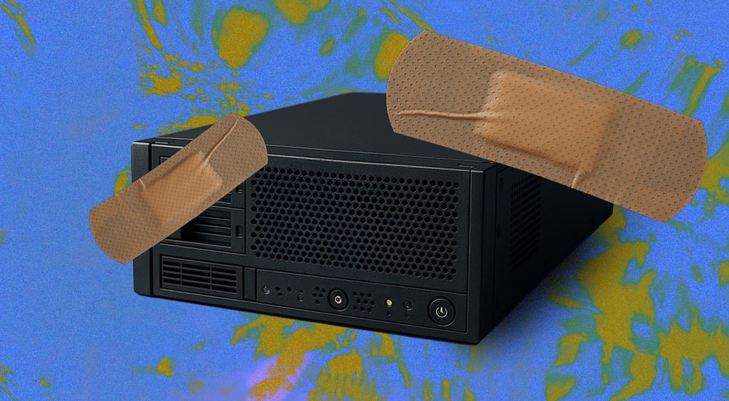 black server with brown band aid