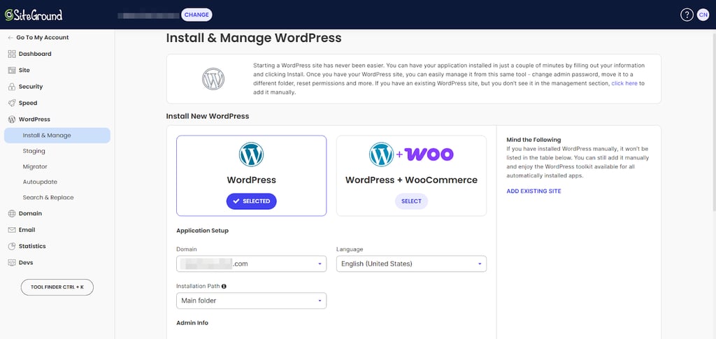 siteground-wordpress-installation-management