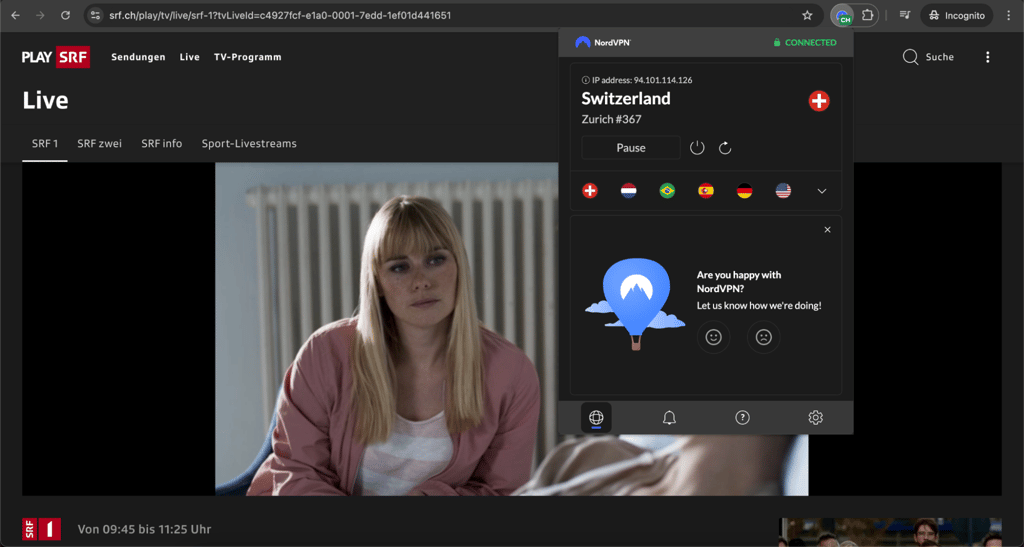 streaming rode vs zwitserland with vpn