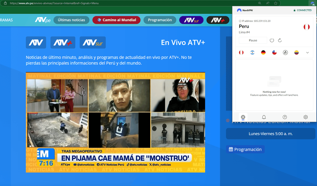 streaming in peru with vpn supporting