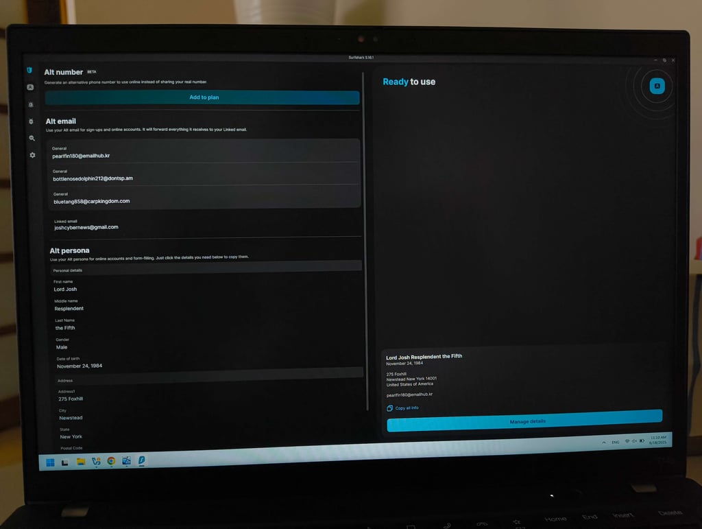 Surfshark Alternative ID feature