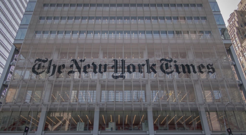 the new york times written in back on building
