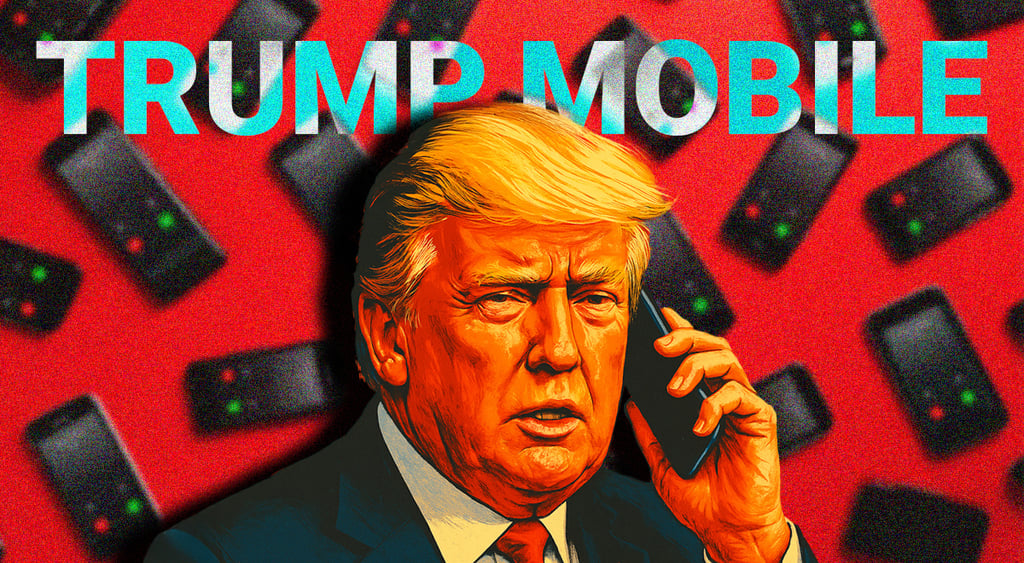 cartoon red trump talking over the phone