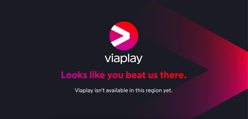 Viaplay Fehlermeldung mit Logo vor rot-schwarzem Screen