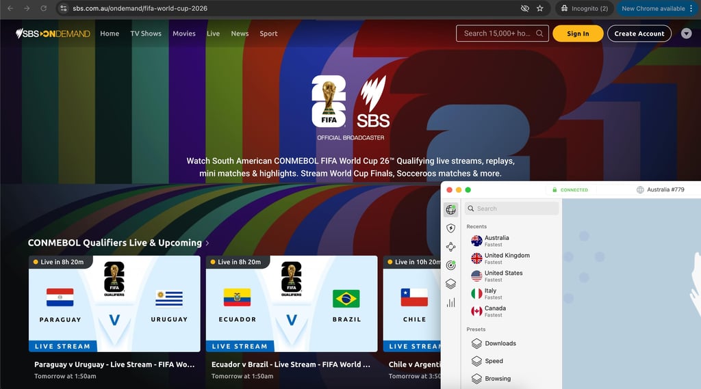 Accessing sbs on demand Australia with NordVPN
