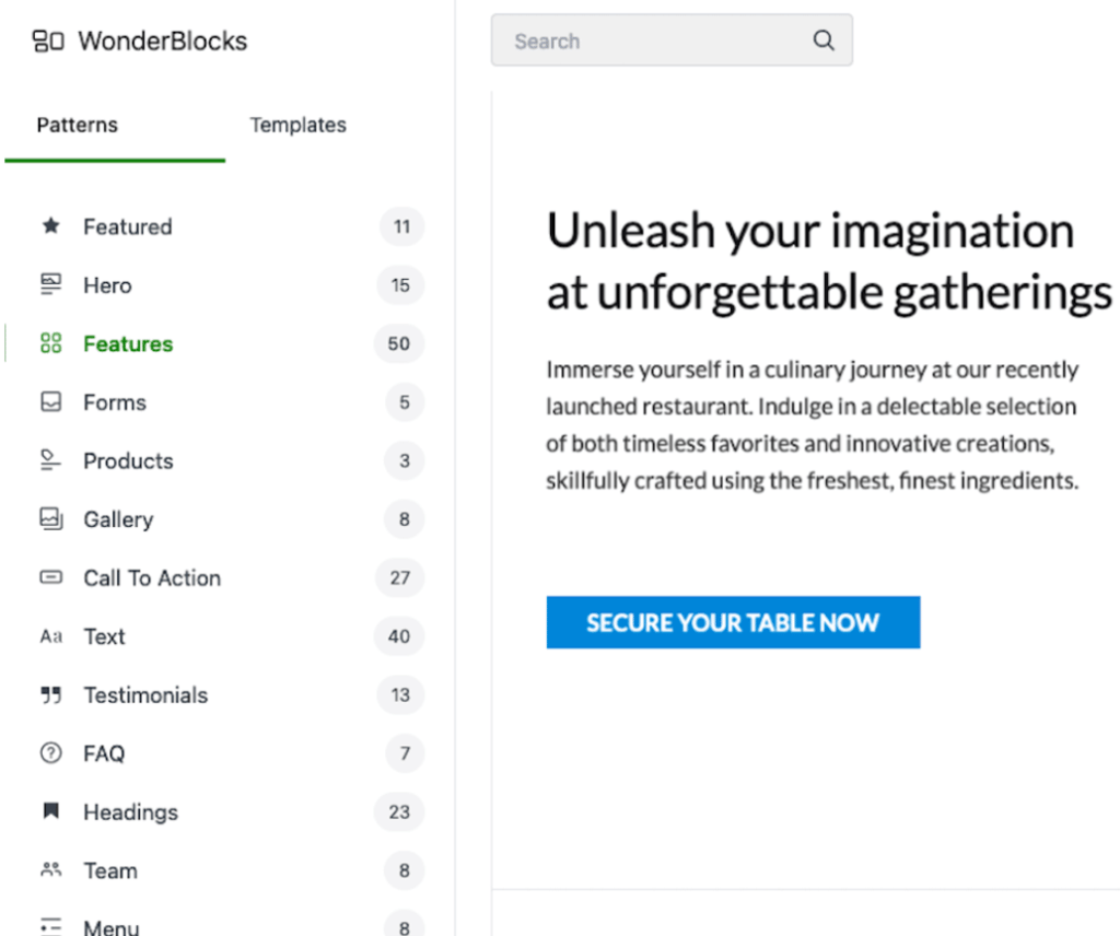 WonderBlocks Bluehost interface