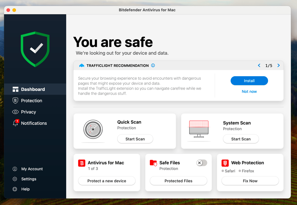 Bitdefender macOS interface