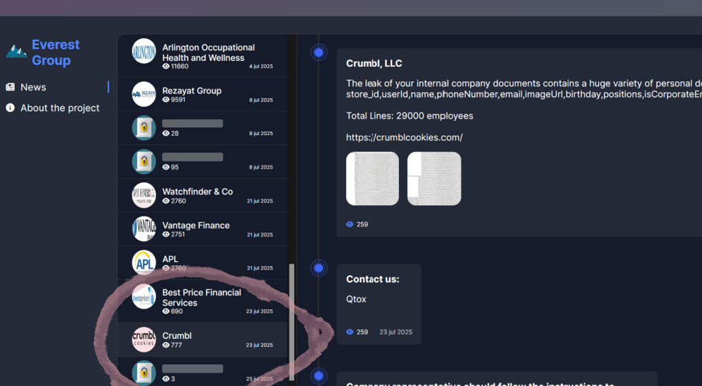 Everest Crumbl ransomware attack