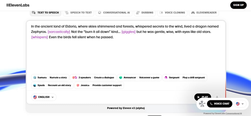 ElevenLabs interface