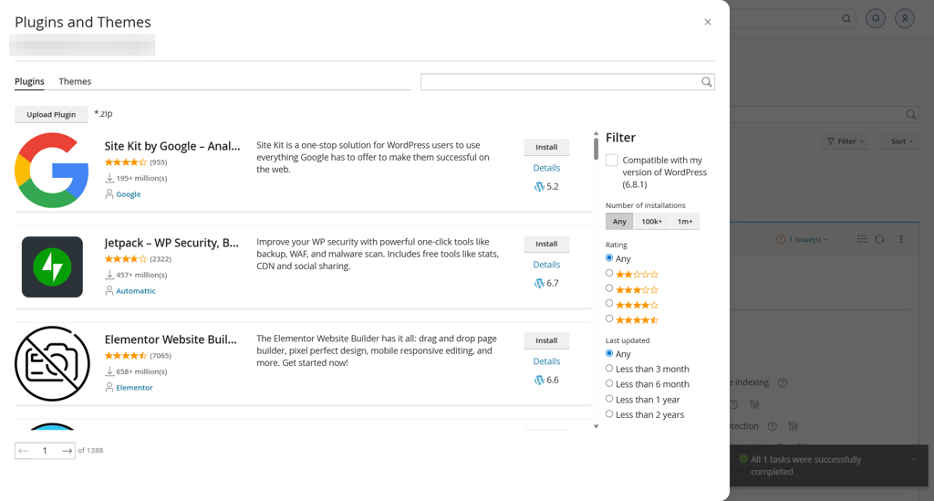 Hosting.com WordPress themes and plugins