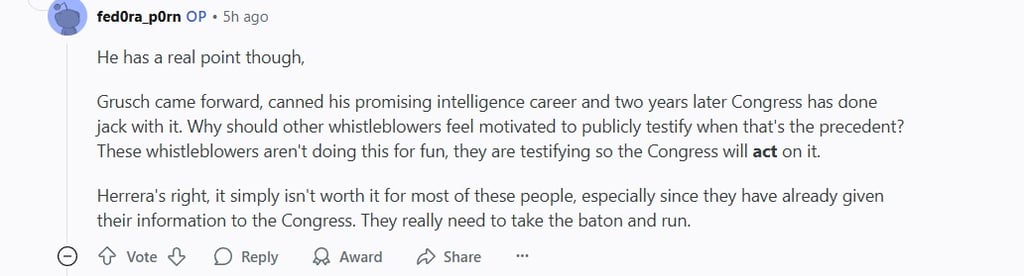 Another Reddit users response to a UFO video by Mike Herrera.