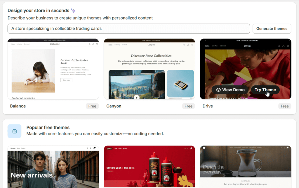 Shopify’s theme preview