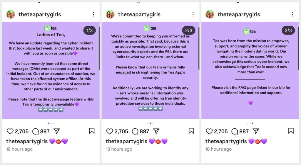 Tea Instagram cybersecurity statement