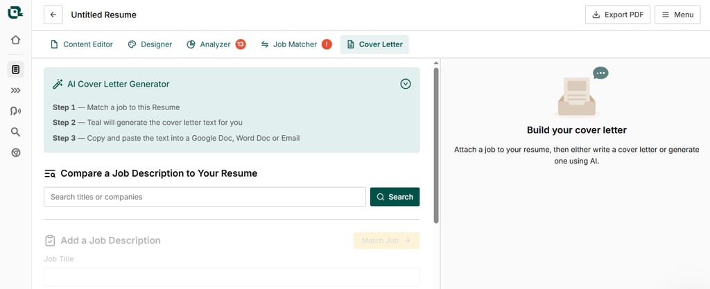 TealHQ interface